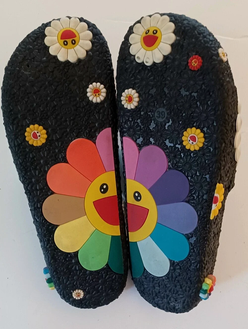 Fun Black Smily Face Slide Sandals
